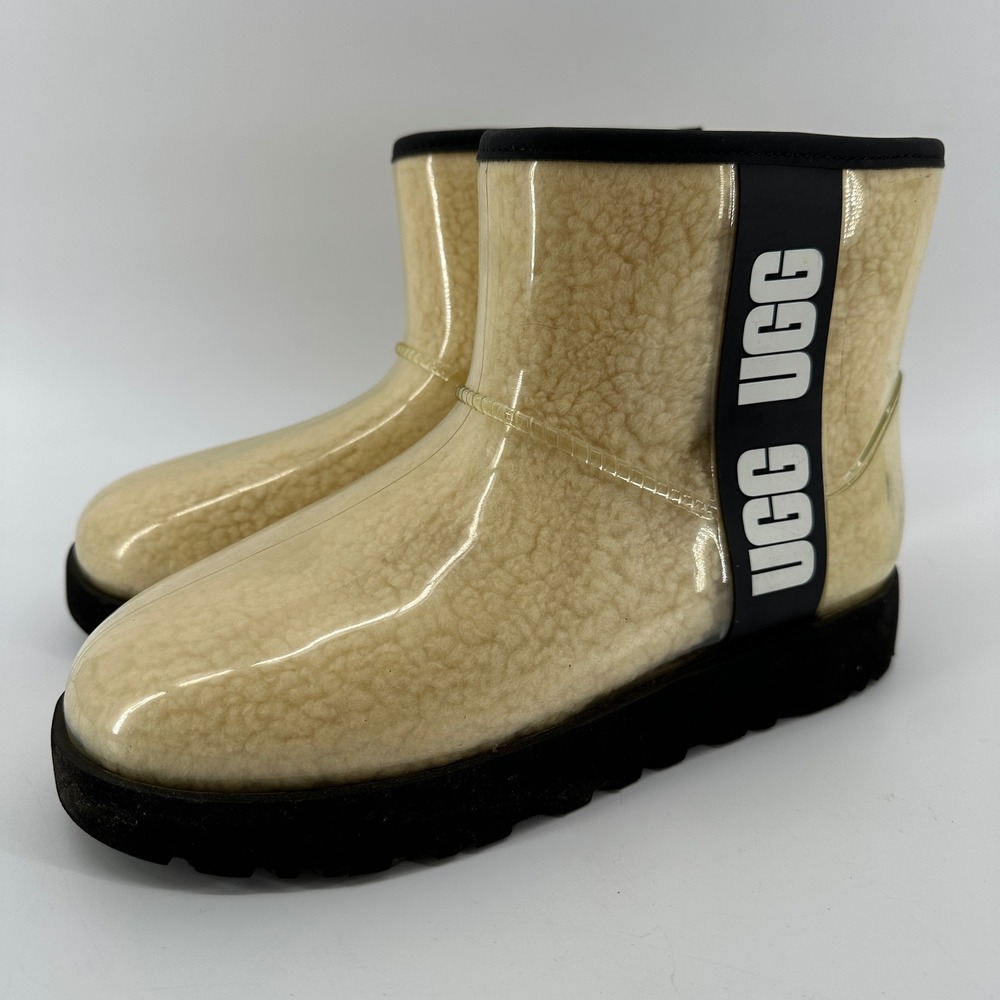 UGG Classic Clear Mini Waterproof Boot Natural Black 1113190 Womens 6